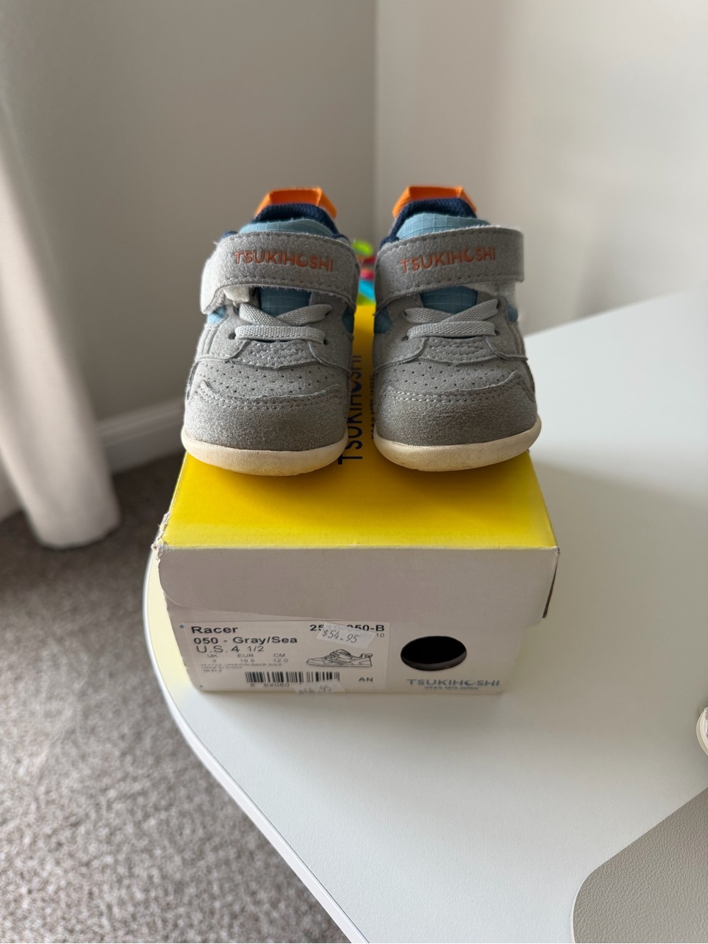Tsukihoshi Gray Sneakers with Blue and Orange Accents